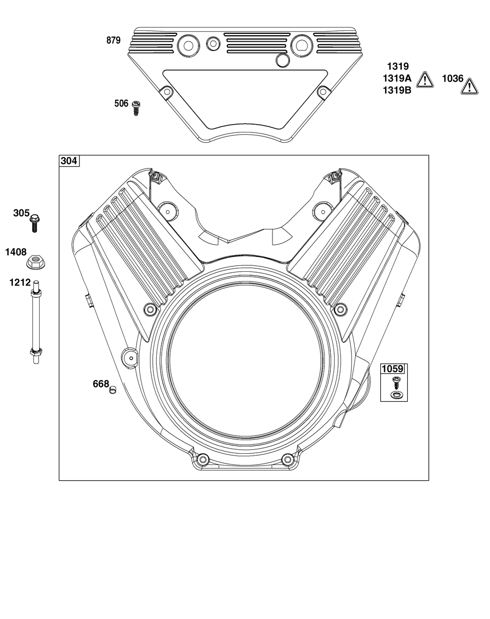 Blower Housing Group Diagram and Parts List for 613477-0251-J1 400000 - 699999 Briggs and Stratton Engine